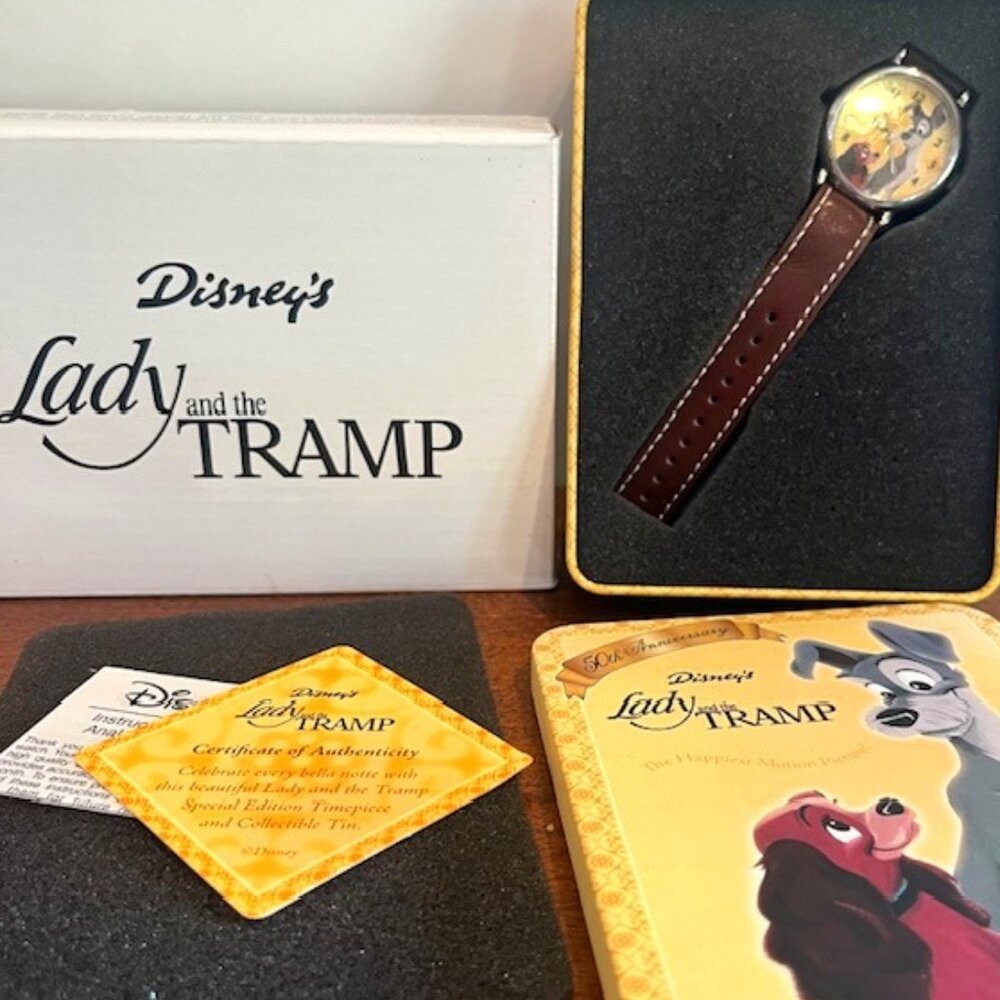 Disney's Lady and the Tramp 50th Anniversary Watch with Tin and Box